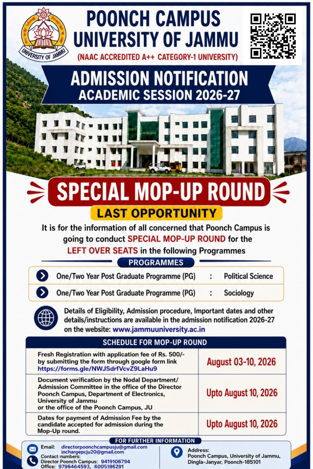 Admission notice