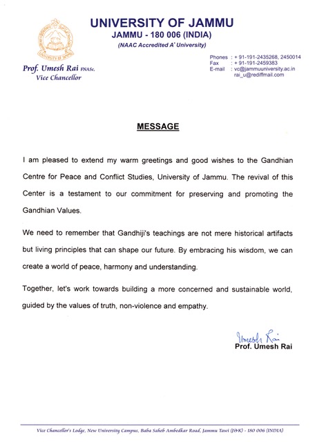 MESSAGE HON'BLE VICE CHANCELLOR, JU