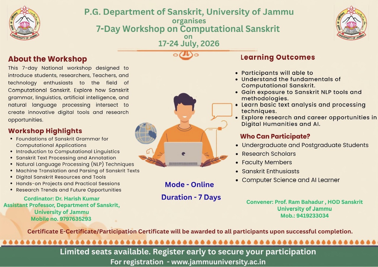 Seven day National Workshop on Computational Sanskrit