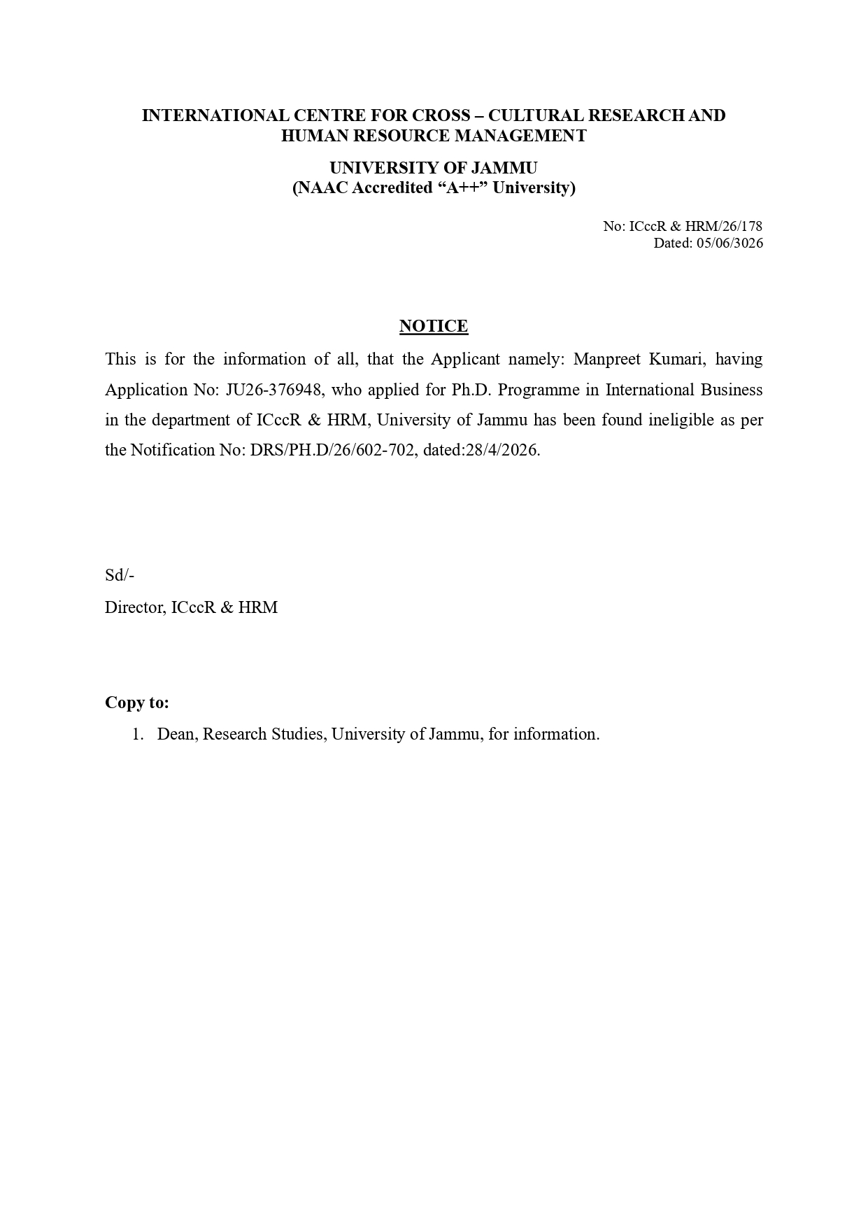 Ph.D Notice